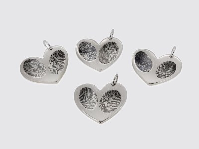 Double Fingerprint Heart Pendant