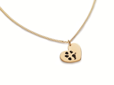 Round Puppy Paw Print Cut Out Shaped Pendant Necklace in Gold | DOTOLY