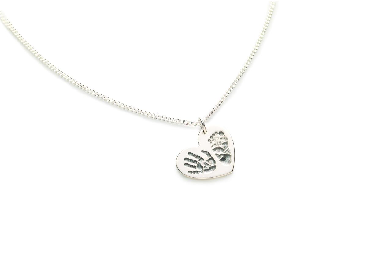 Necklace Heart Hand Foot Silver